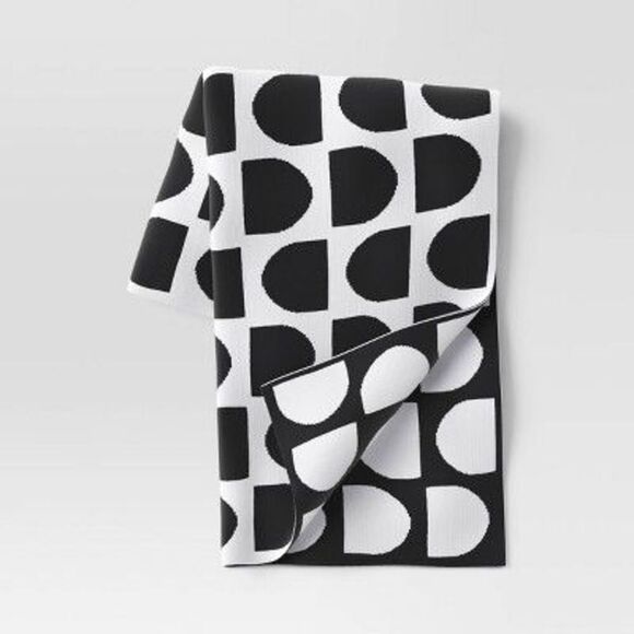 Threshold -  60x50" Geometric Jacquard Knit Reversibl Black - Picture 1 of 3